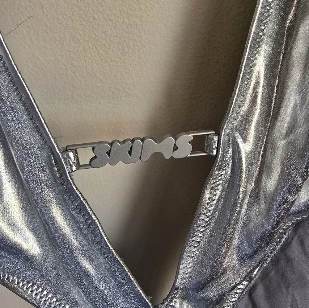 NWT Skims Metallic Swim Halter Monokini Nickel Women's Sz 4X.